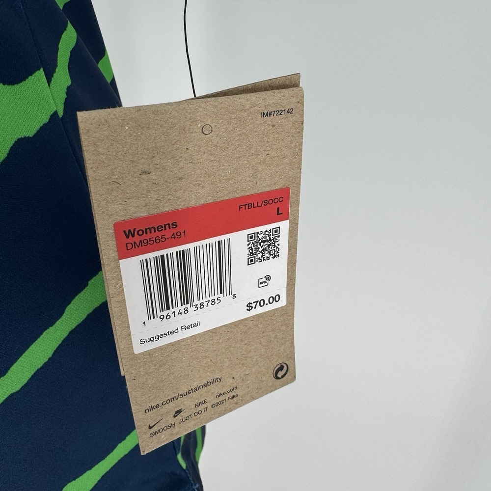Nike Brazil Soccer Jersey CBF Neon Green Blue Zebra Strip Shirt Sz M NWT - Picture 4 of 8